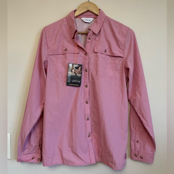 Orvis Tops - Orvis NWT Medium Women’s Red Open Air Caster Long Sleeve Button Down!